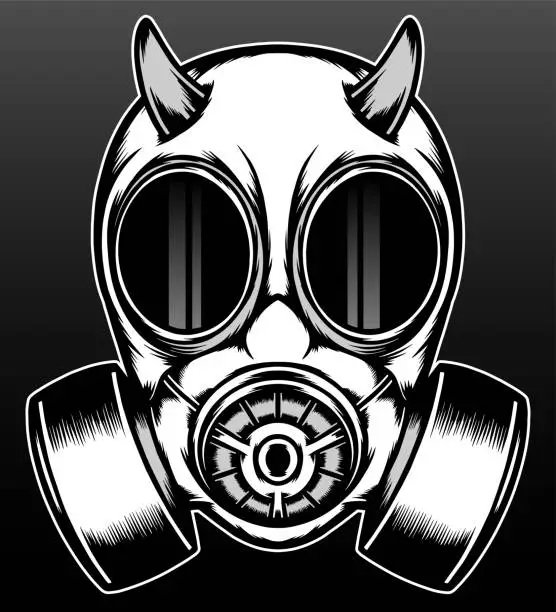 Vector illustration of Dark demon gas mask