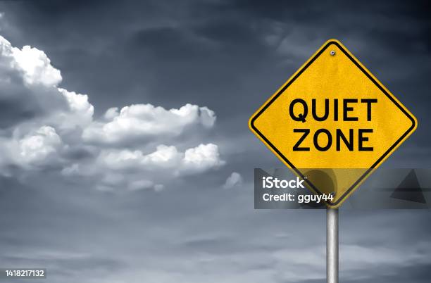 Quiet Zone Road Sign Warning Stock Photo - Download Image Now - Silence, Time Zone, Noise