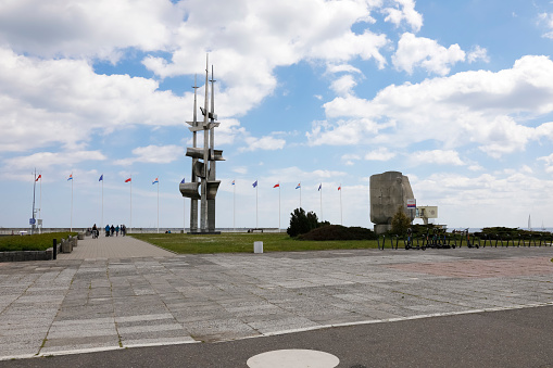 De Panne, Belgium. 15 July 2022. War Memorial on De Panne Seafront in Belgium