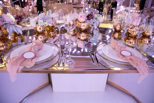 istock Decorated served table for wedding party or other event 1418227425
