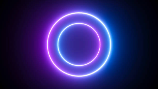 istock Background with a neon circle that glows blue and pink - 3D rendering 1418232576