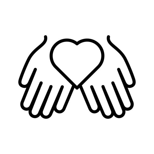 Charity and donation icon. Giving Tuesday. Heart in hands. Charity and donation icon. Giving Tuesday. Heart in hands. Pictogram isolated on a white background. Vector illustration. giving tuesday stock illustrations