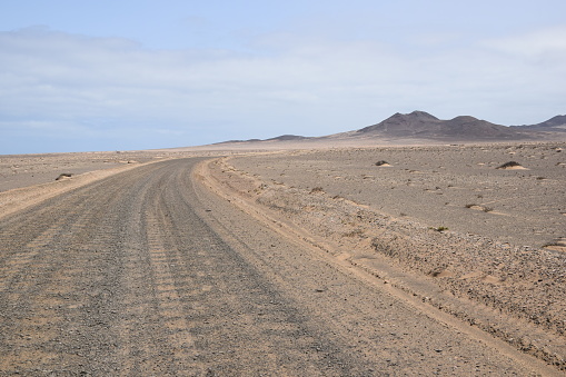 Dirt road in south Fuerteventura, canary islands