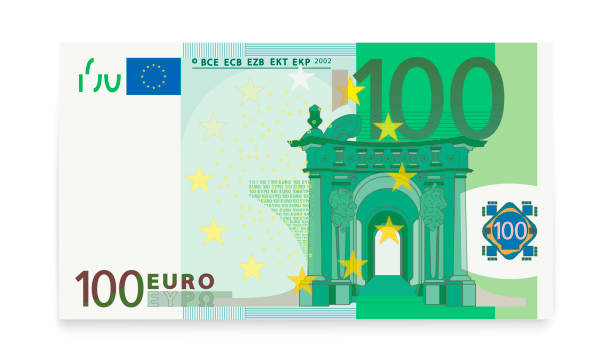 illustrazioni stock, clip art, cartoni animati e icone di tendenza di cento banconote in euro su sfondo bianco. - one hundred euro banknote