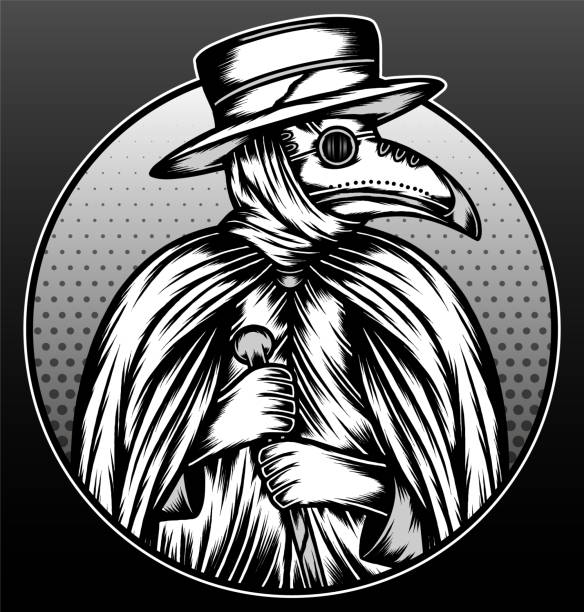 monochromatický lékařský mor - dýmějový mor stock ilustrace