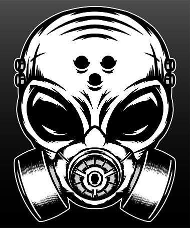 Cool alien with gas mask. Premium vector