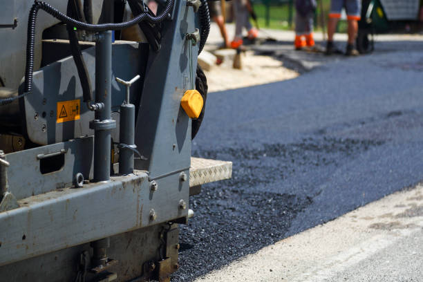 istock Resurfacing city road with asphalt paving machine 1418248926