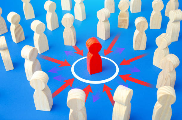 istock The red man is protected by a barrier from external threats. Information hygiene. Protection of physical and mental health, keep away from dangers. Reduce the impact of the surrounding toxic society. 1418254919