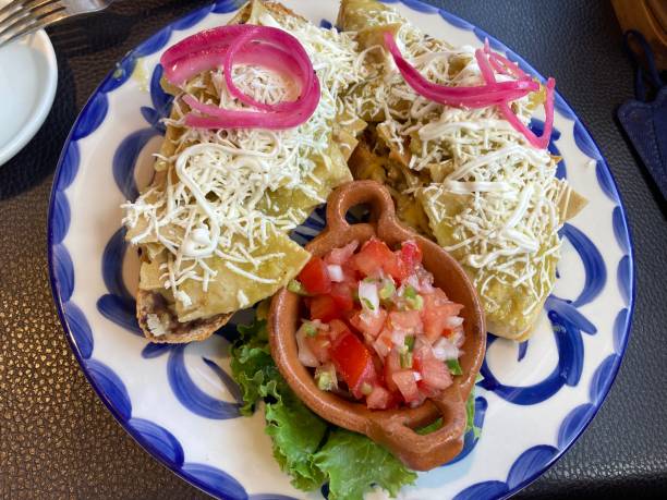 istock Tecolotes molletes covered with chilaquiles with green salsa 1418259397