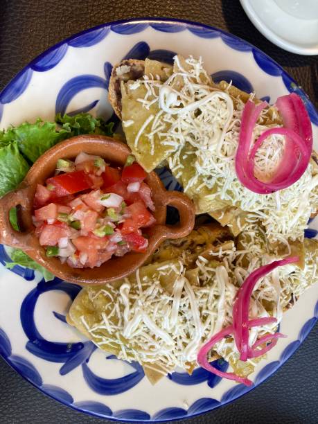 istock Tecolotes molletes covered with chilaquiles with green salsa 1418259398