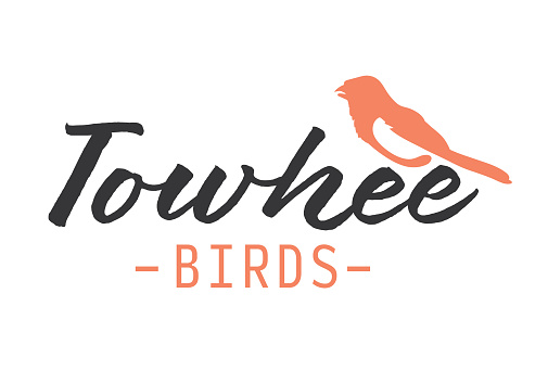 A vector towhee bird logo and icon for ornithology or bird watching