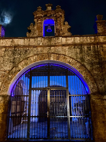 Puerto Rico - old San Juan - panorama in the night of the old city center - chapel of Christ