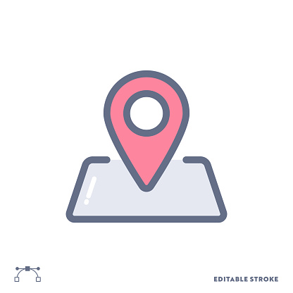 Location Line Icon Design with Editable Stroke. Suitable for Web Page, Mobile App, UI, UX and GUI design.