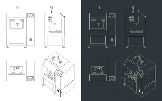 Cnc Pcb Drilling And Routing Machine Blueprints Stock Illustration ...