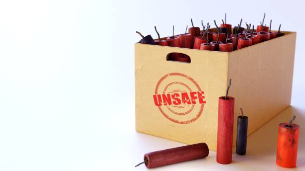 istock Illegal fireworks in a cardboard box marked 