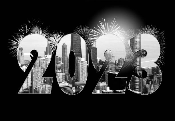 New Year 2023 Chicago Skyline stock photo