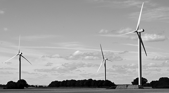 wind turbine farm, East Yorkshire  wind farm producing green clean renewable energy,