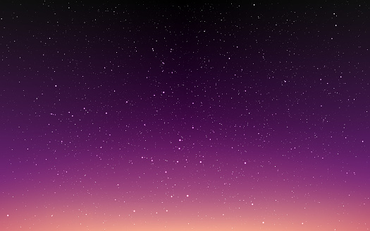 Night sky background. Sunset wallpaper with stars. Blurred starry texture. Abstract space backdrop for poster, brochure or website. Vector illustration.