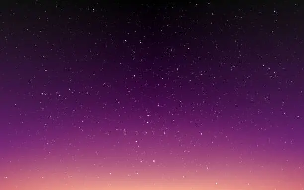 Vector illustration of Night sky background. Sunset wallpaper with stars. Blurred starry texture. Abstract space backdrop for poster, brochure or website. Vector illustration