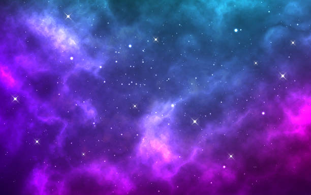 galaxie-hintergrund. realistische milchstraße. magischer farbkosmos. sternennebel mit sternbildern. helle raumtextur mit leuchtenden sternen. tiefes universum. vektor-illustration - glitter purple backgrounds shiny stock-grafiken, -clipart, -cartoons und -symbole