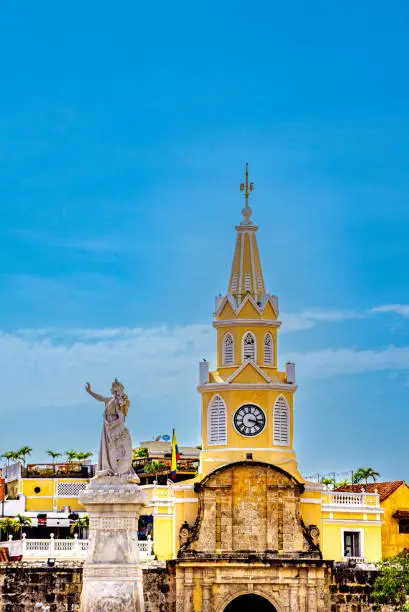 The Clocktower is the original entrance to the fortified city of the Spanish colonial fortification in Cartagena de Indias.