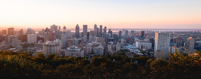 A beautiful view of Montreal cityscape at sunset
