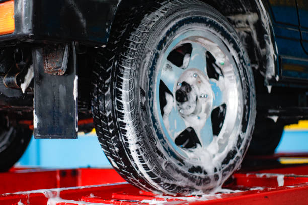 The washing process on a self service car wash