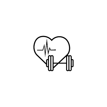 Weight icon flat. Simple pictogram on heart background. Vector illustration symbol