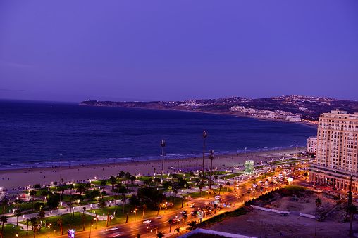 Panoramic View of Tangier City at Night, Morocco