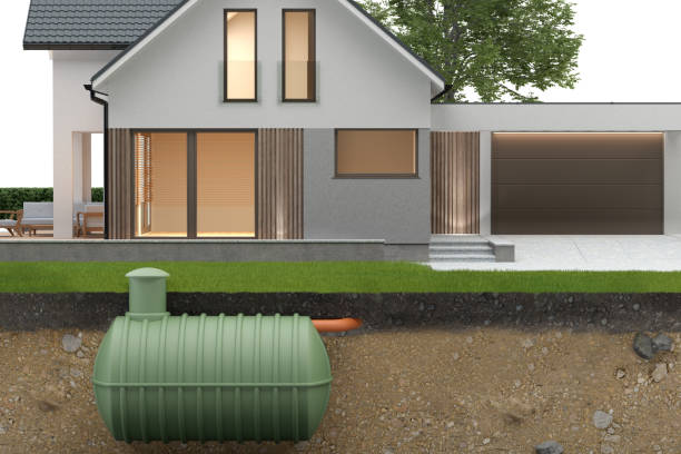 istock Undenground septic tank and house -  3d Illustration 1418295231