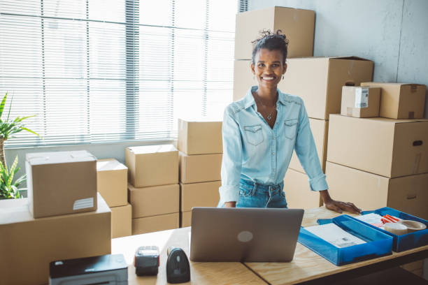 istock Female entrepreneur in e-commerce shop 1418301294