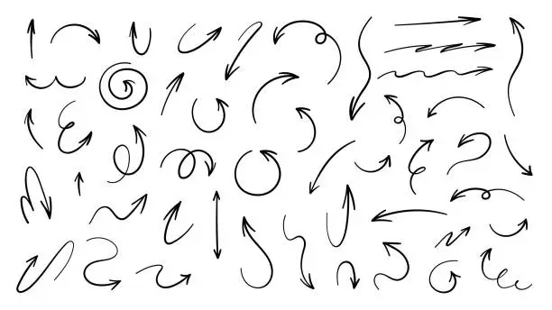 Vector illustration of Set of arrows hand drawn