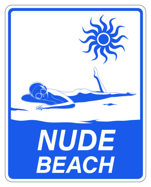 знак нудистского пляжа для зоны для принятия солнечных ванн nude, вектор - sunbathing shirtless tan female stock illustrations