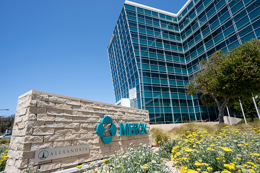 South San Francisco, CA, USA - May 1, 2022: Exterior view of the Merck Researches Laboratories in South San Francisco, California. Merck & Co., Inc. is a global pharmaceutical company headquartered in Rahway, New Jersey. The company does business as Merck Sharp & Dohme (MSD) outside the United States and Canada.