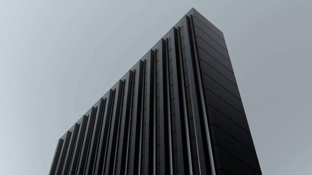 istock Architectural modern building design. Colorless black building design. Industrial building design. 3D render. 1418334238