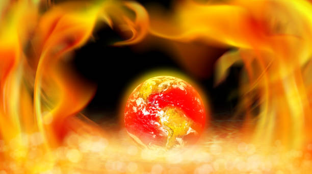 istock Burning Planet Earth of environmental issues concept 1418337679