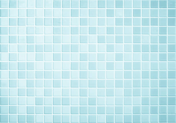istock Blue light ceramic wall chequered and floor tiles mosaic background in bathroom, kitchen. Design pattern geometric with grid wallpaper texture decoration pool. Simple seamless abstract surface clean. 1418348026