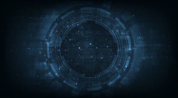 blue circle abstract technologiehintergrund. - netzwerk stecker stock-grafiken, -clipart, -cartoons und -symbole