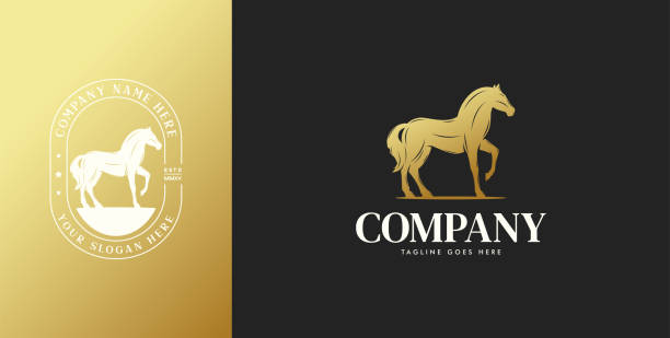 istock Classic horse logo in luxury gold color 1418352177