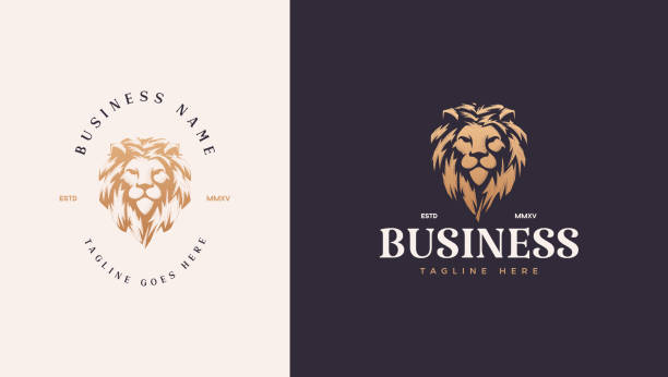 ilustrações de stock, clip art, desenhos animados e ícones de luxury classic lion head logo - lion