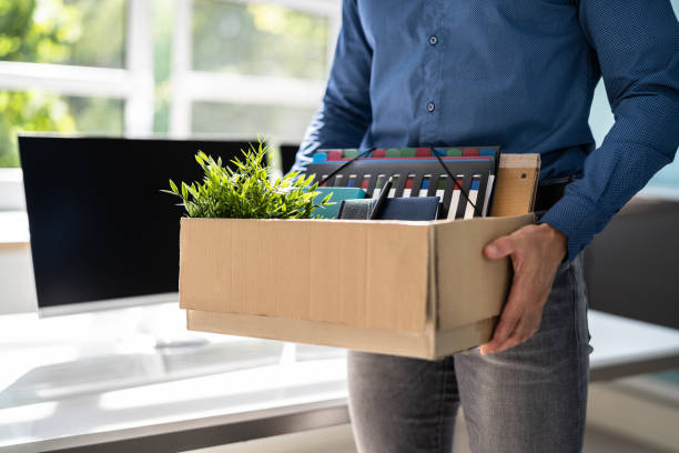 Resign From Job Or Fired Employee Moving Out stock photo