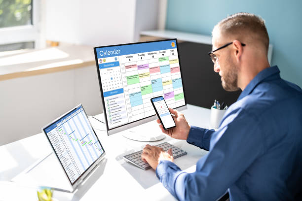 istock Gantt Employee Time Sheet Chart 1418355699