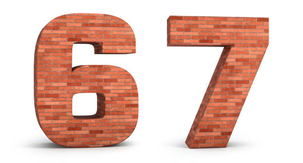 istock Realistic 3d brick number 6 & 7 isolated on white background. 3d illustration. 1418357156
