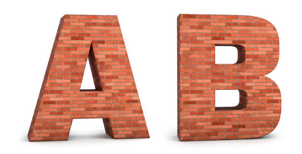istock Realistic 3d brick alphabet A & B isolated on white background. 3d illustration. 1418357158