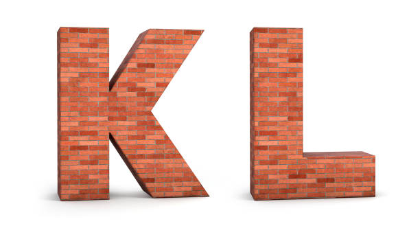 istock Realistic 3d brick alphabet K & L isolated on white background. 3d illustration. 1418357191