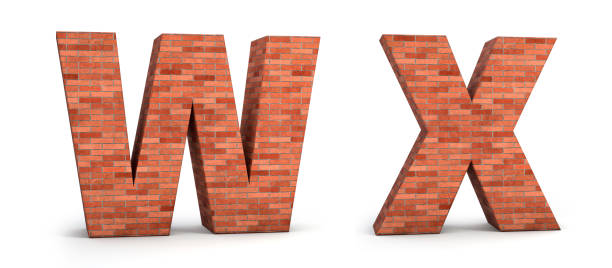 istock Realistic 3d brick alphabet W & X isolated on white background. 3d illustration. 1418357251