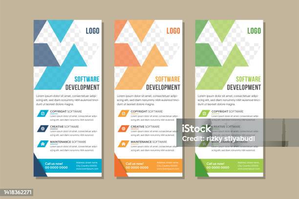 Softwave Development Roll Up Banner Design Template In Vertical Layout ...