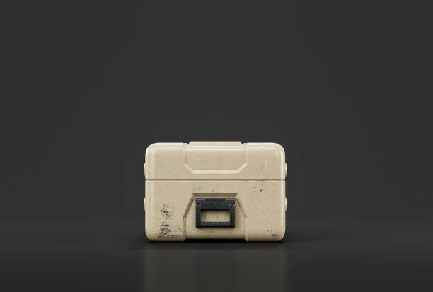 istock Military plastic crate. Ammunition and military assets crate, 3d rendering 1418363496