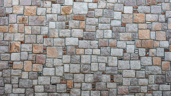 old stone wall background, front view