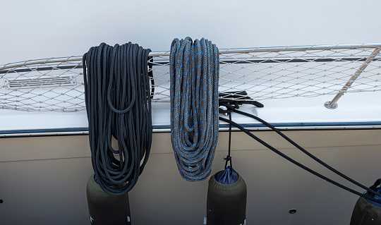 tied knot on yacht deck, close up